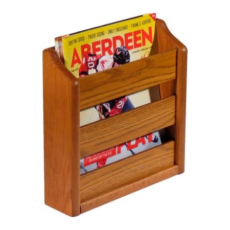 Wooden Mallet Wooden Mallet Wall Mount or Countertop Magazine Rack 11"W Medium Oak MRS1MO